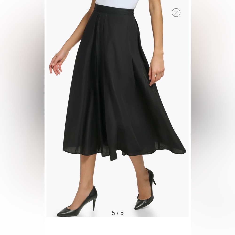 DKNY Cotton Voile A-Line Skirt full pleated new dress cocktail party midi M - Picture 4 of 8